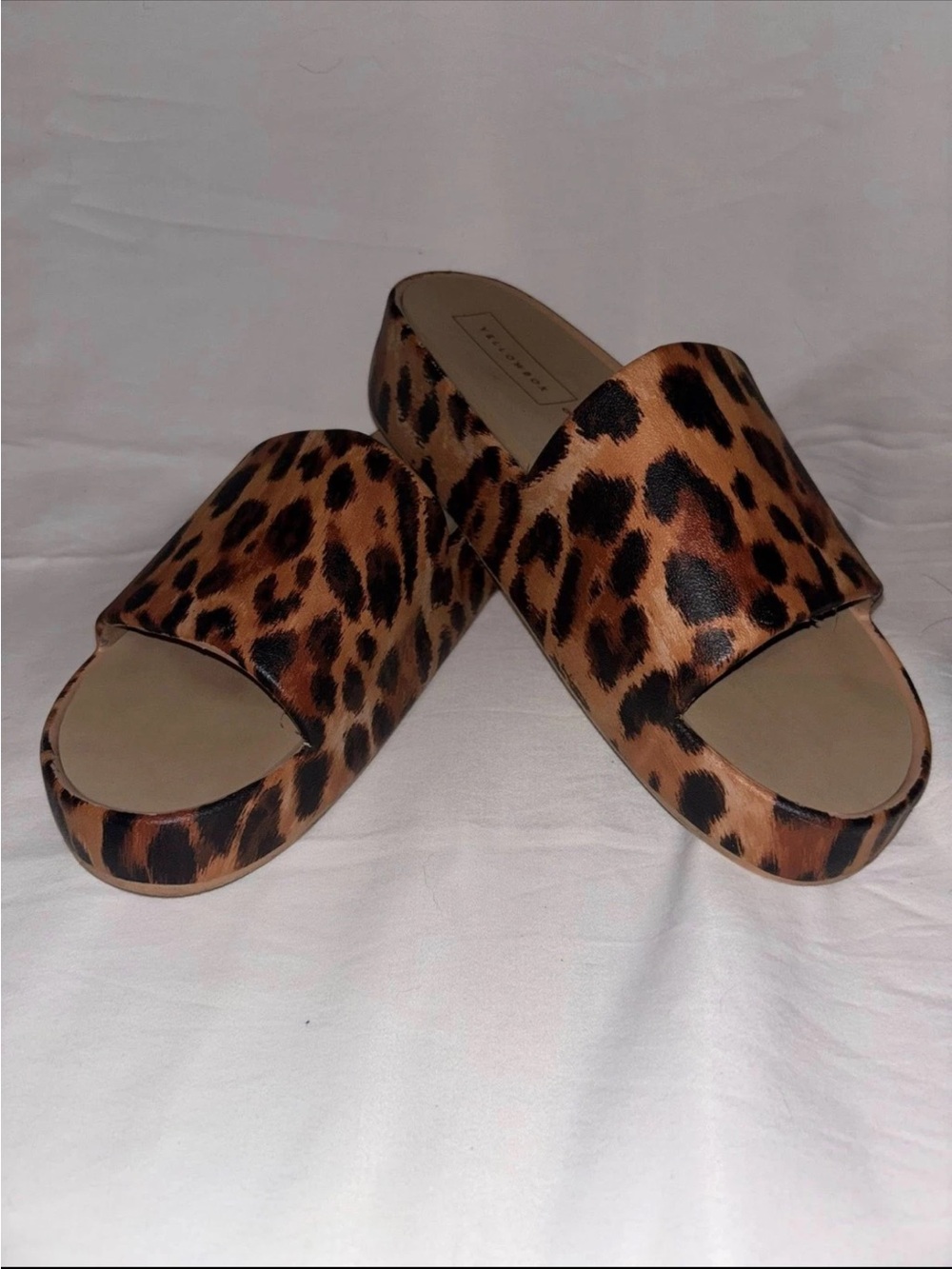 Yellow Box Leopard Print Platform Slide Sandals - Brown & Black